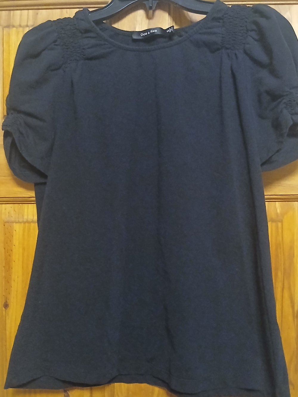 Doe & Rae Black Puff Sleeve Top